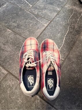 Vans Plaid Lace-Up Sneakers - Red, Navy & White